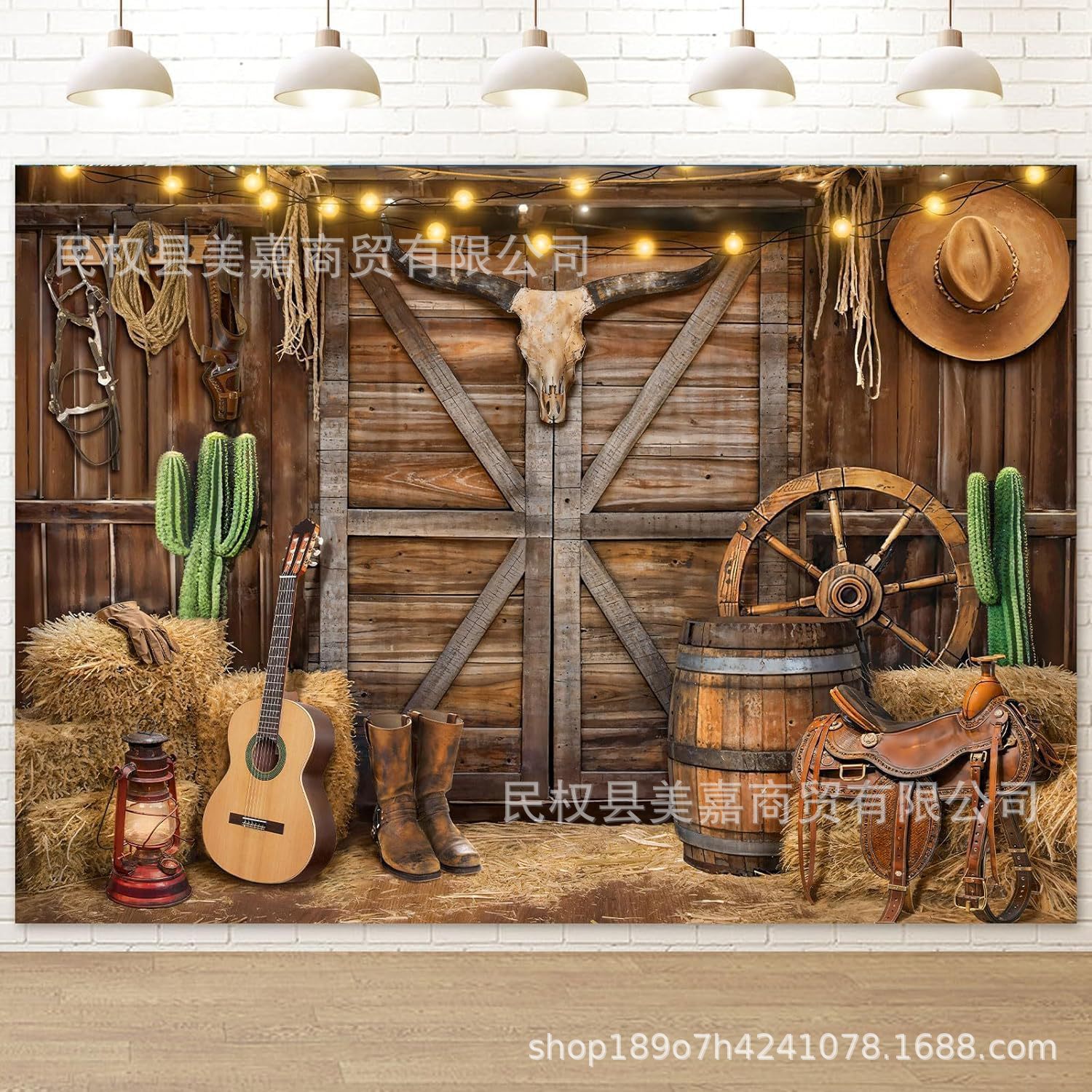 Кросс-бордерный экспорт деревянная дверь западного ковбоя фон баннер для детского дня рождения фото баннер
