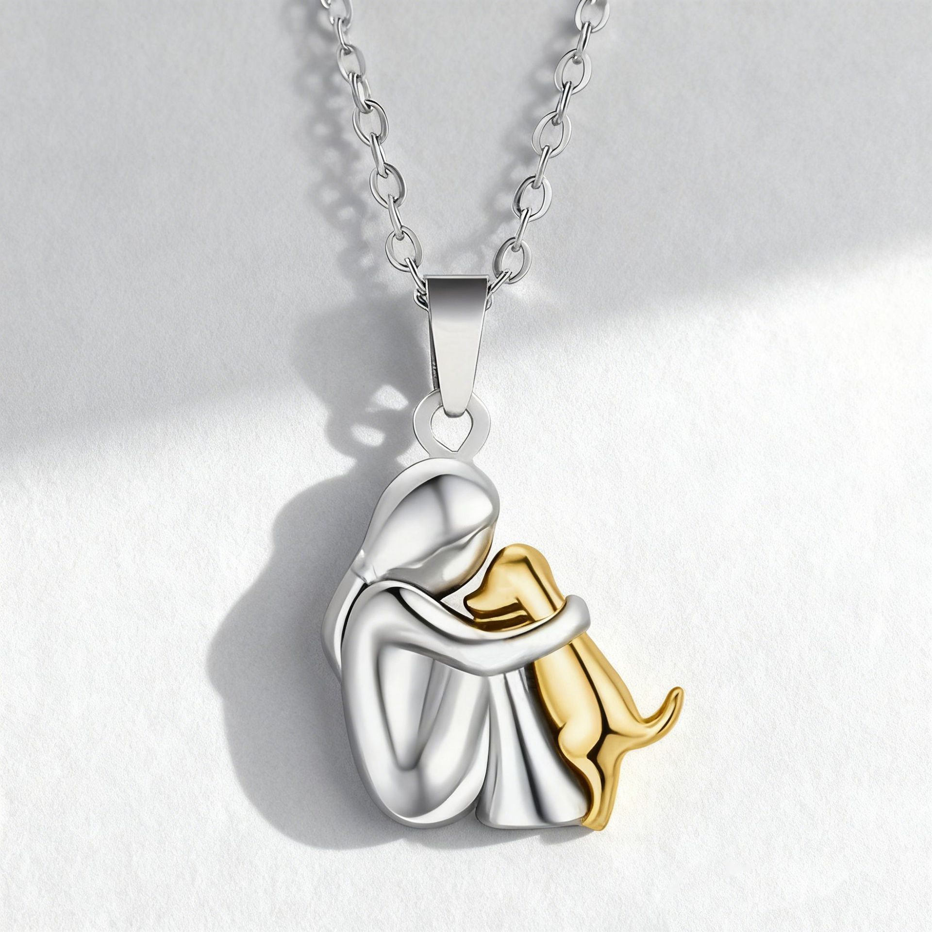 Little Girl Hugging Pet Cat/Dog Necklace Earrings Simple Dress Women's Fashion Personalized Necklace Factory