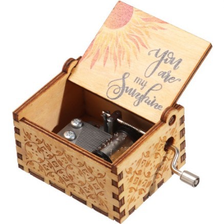 Source Factory Wooden Hand-Cranked Music Box Retro Uv Carved Music Box Automatic Clockwork Music Box Music Wholesale