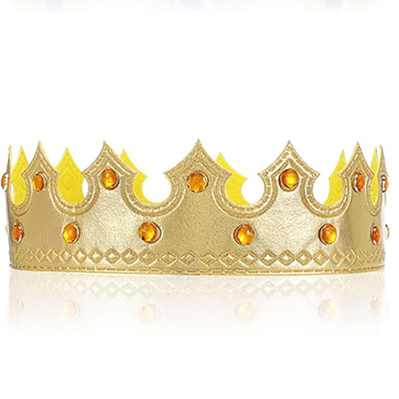 Children's Golden King Crown Bronzing Cloth Prince Headwear Happy Birthday Decoration Props Birthday Hat Crown
