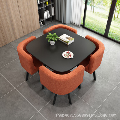 Creative Simple Casual Small Round Table Negotiation Table and Chair Combination Office Reception Table Coffee Milk Tea Shop Dining Table