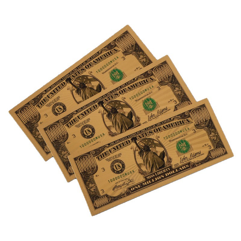 Gold Foil Commemorative Coin Pet Plastic Gold Foil Gold Banknote Lettering Colorful Double-Sided Colorful Printing 1000000 Yuan Commemorative Coin Customization