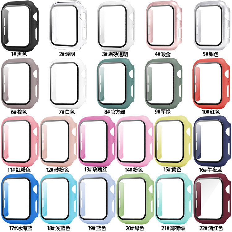 Apple Watch case iwatch protective shell PC + tempered film integrated applicable to Apple 7/SE generation watch protective shell