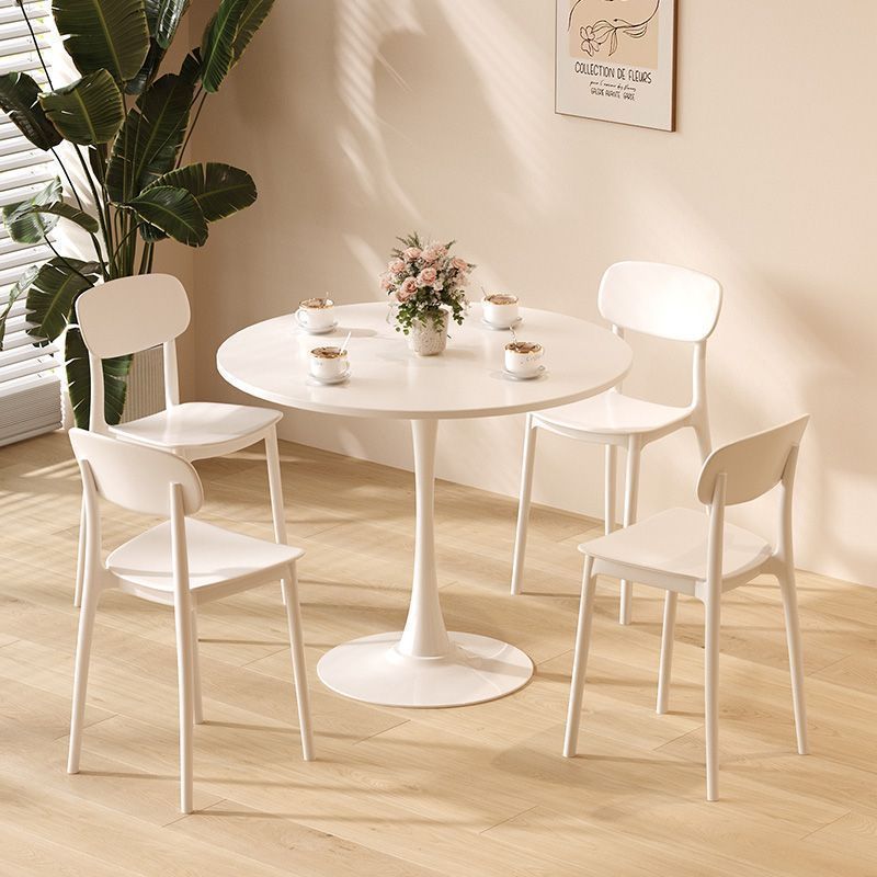 Internet Celebrity Round Ins Nordic Style Milk Tea Meal White Tulip Coffee Shop Table and Chair Combination Small Negotiation Table Dining Table