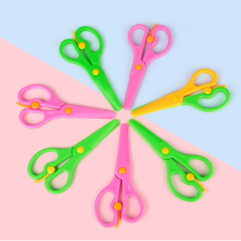All plastic safety scissors children's hand-cut paper elastic shear does not hurt the hand kindergarten DIY small scissors wholesale shear