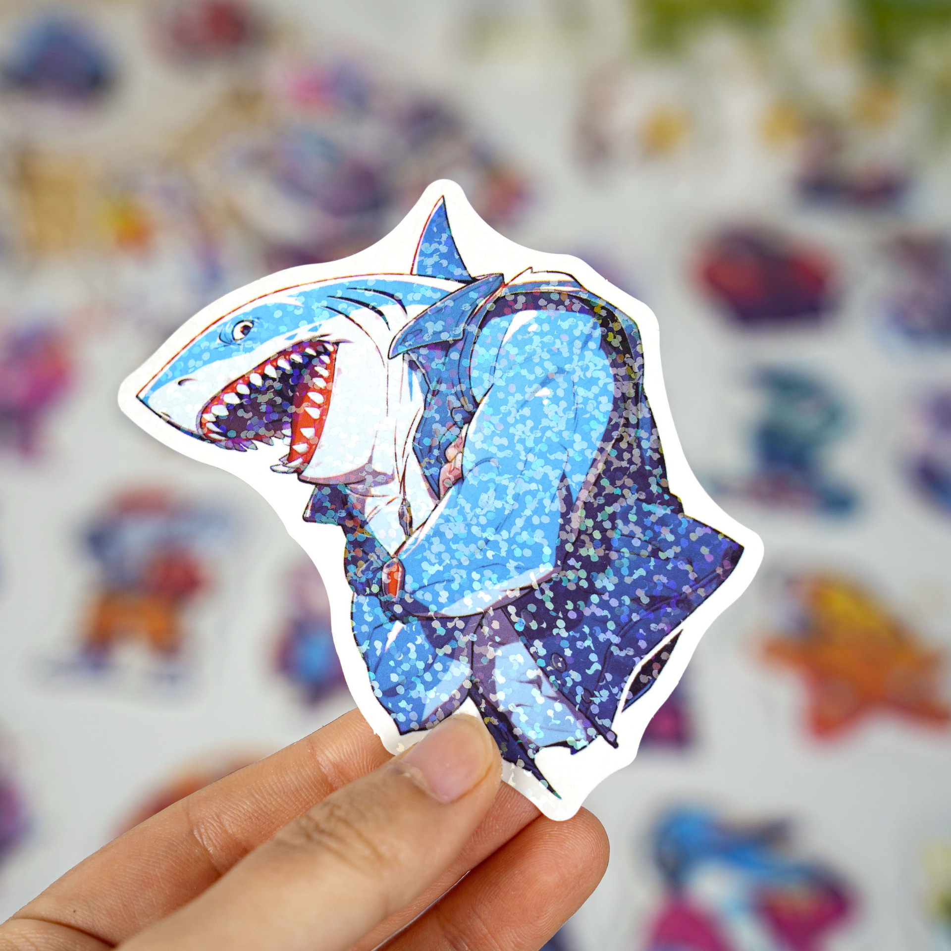 Customized Cross-Border Holographic Laser Stickers for Kidsren English Inspirational Cartoon Animal Graffiti Computer Luggage Stickers