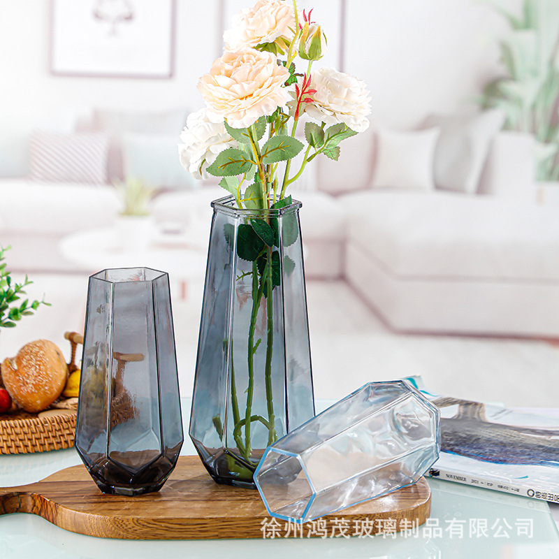 Простой шестиугольный стеклянный вазон, креативный прозрачный стеклянный вазон, украшения для гостиной и обеденного стола, декор для гидропонных зеленых растений