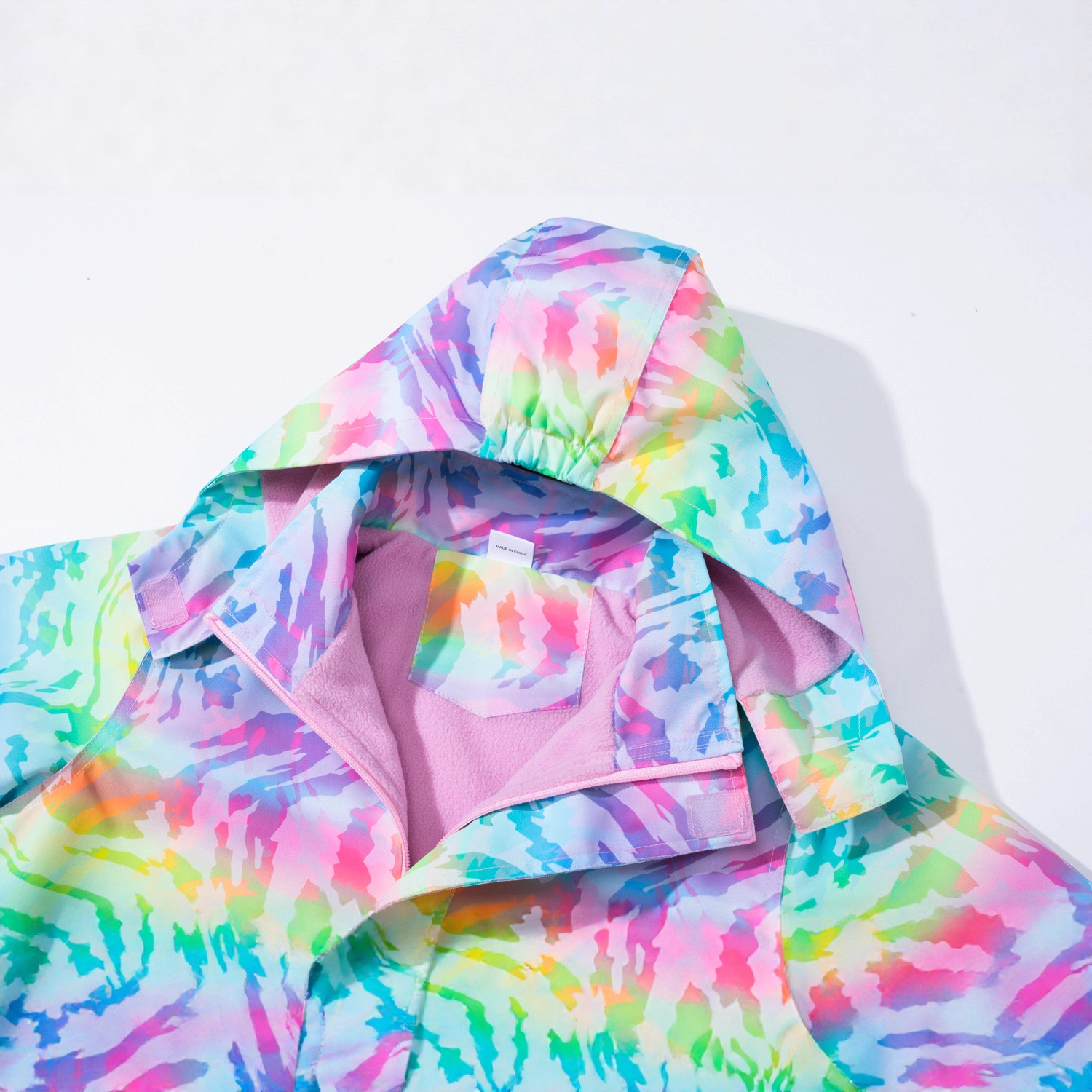 Girls Autumn and Winter New Hatless Zipper Shirt Rainbow Gradient 3D Digital Printing Outdoor Waterproof Breathable Warm Coat