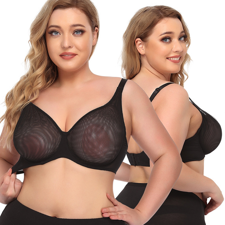 Factory Direct Sales Cross-Border European and American Sexy Ultra-Thin See-Through Bra Plus Size Intimates Bra Bcdef Cup V210606