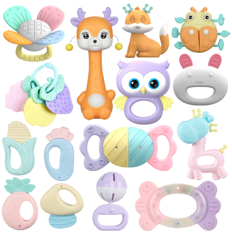 Cross-Border Amazon Rattle Toy Accessories Baby Boiled Rattle Toy Graspable Chewable Teether Bed Bell Pendant