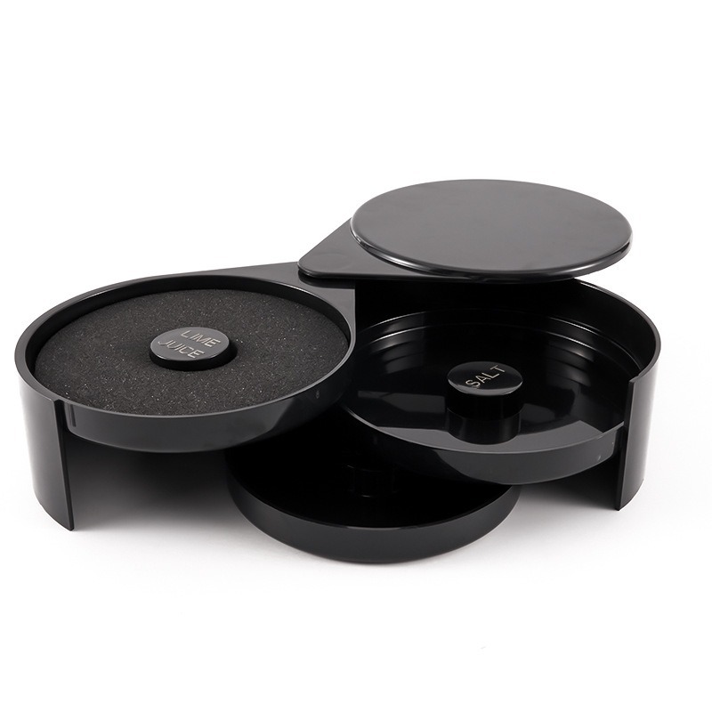 Three-layer Salt Box Three-layer Salt Box Cocktail Salt Edge Multi-specification Wine Glass Placing Box Rotatable Bartending Supplies
