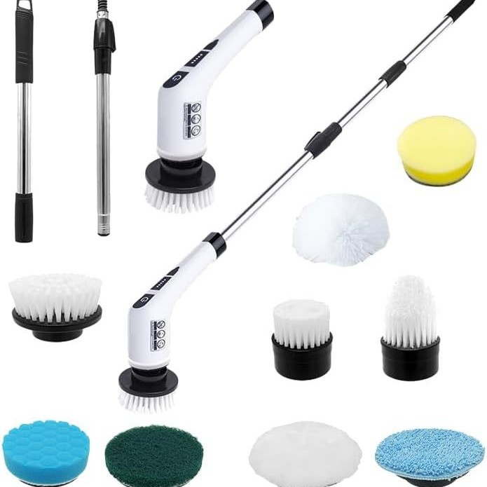 Электрическая щетка многофункциональная, беспроводная, с несколькими насадками, для аквариума, кухни и туалета, вращающаяся швабра