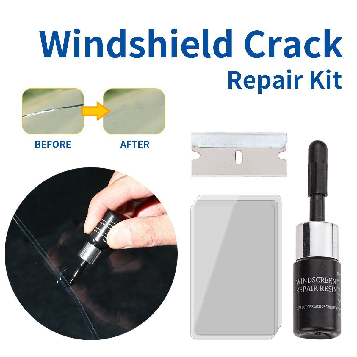 Glass Repair Fluid Car Front Windshield Repair Agent Glass Repair Fluid Windshield Repair Tool Set