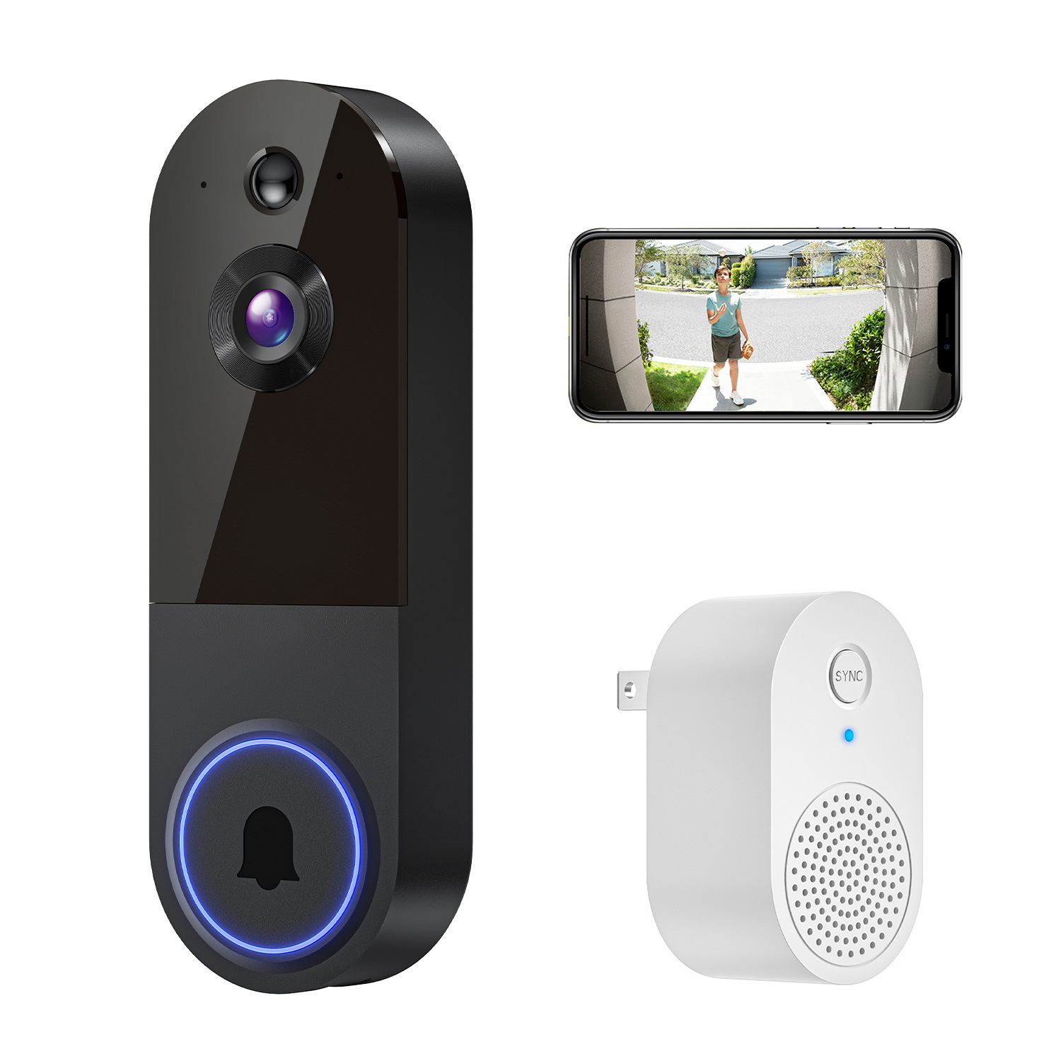 Video Doorbell Camera Wireless Voice Intercom Monitoring Wifi High-Definition Night Vision Smart Doorbell Digital Cat Eye