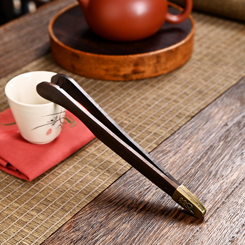 Зажим для чая из массива дерева, оптовая продажа, изогнутый зажим, зажим для чая, чайная ложка, лазерная маркировка, запчасти для чайной церемонии