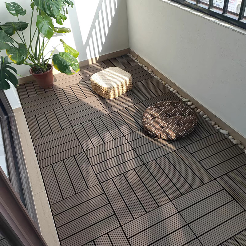 Spliced Flooring, Wear-Resistant, Outdoor Plastic Balcony DIY Paving, Outdoor Terrace Floor, Embossed Wood-Plastic, Moisture-Proof and Waterproof