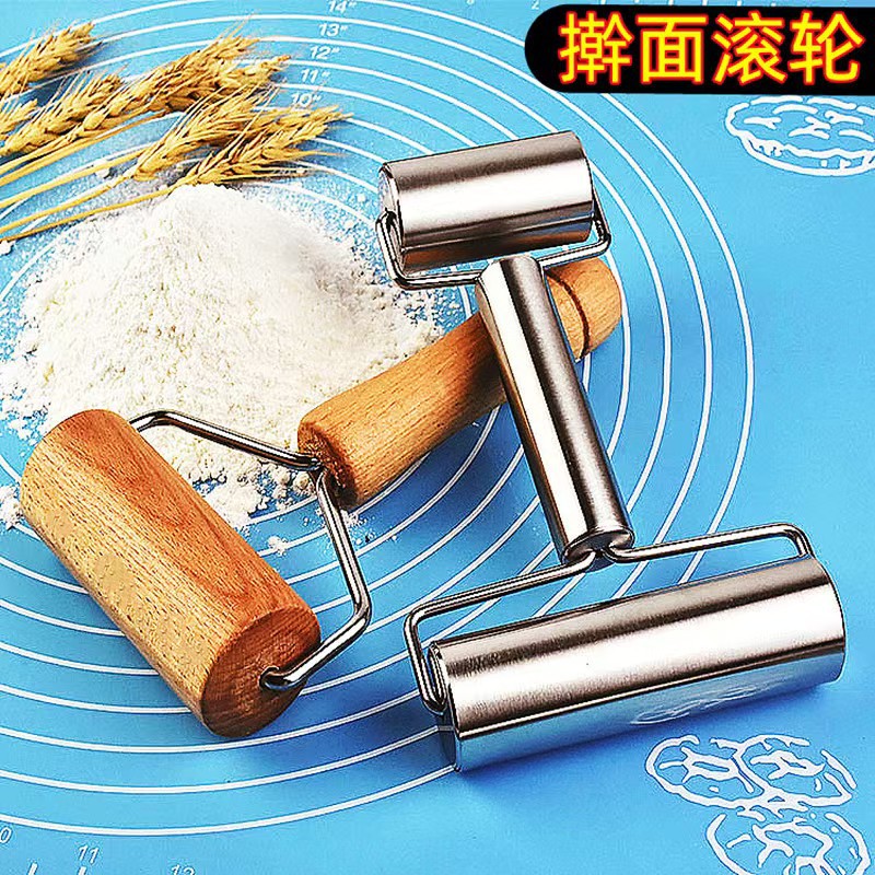 Популярная деревянная скалка из бука, ручная роликовая скалка, скалка из нержавеющей стали