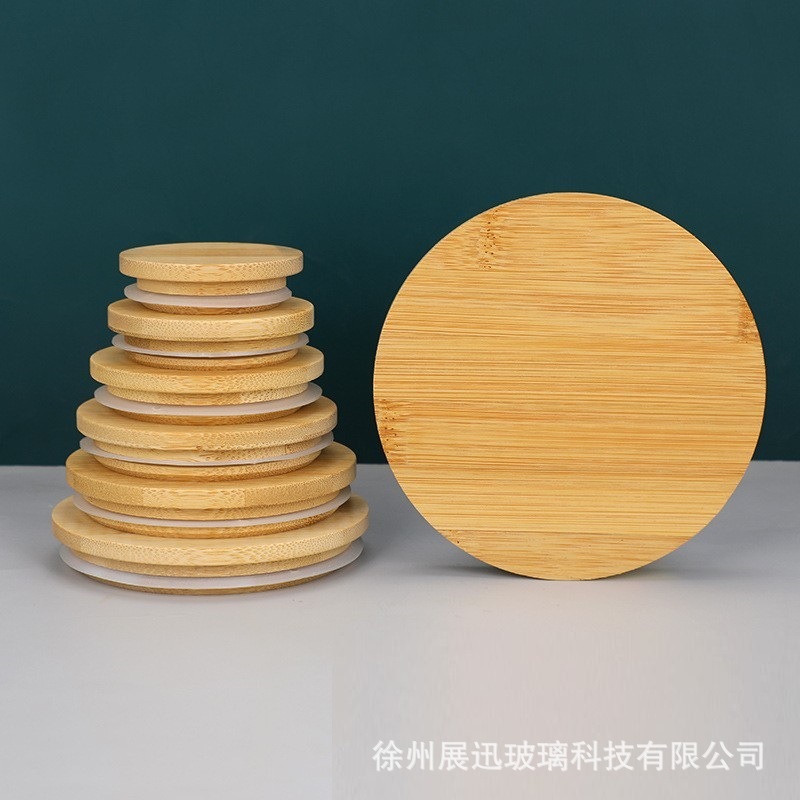 In-Stock Natural Wood Pine Lid Bamboo Wood Lid Eco-Friendly Candle Holder Round Cup Lid Storage Cup with Silicone Ring Sealing Lid