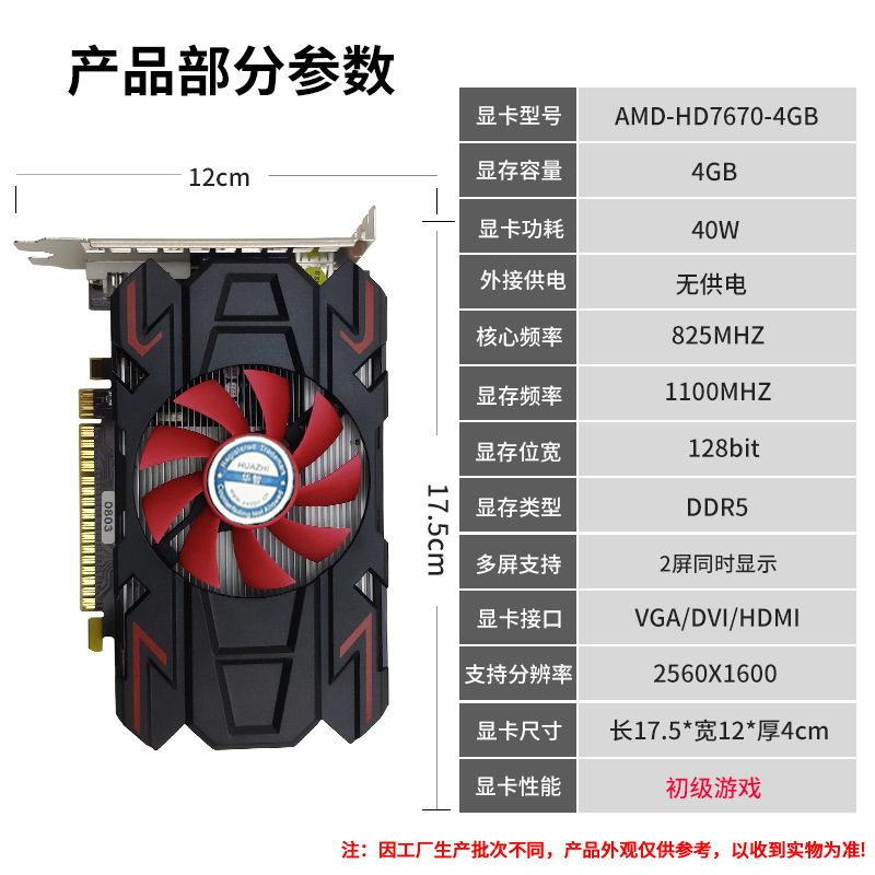 Brand New Huazhi 7670 4g Ddr5 128Bit Desktop Computer Office Game Graphics Card Warranty for Two Years
