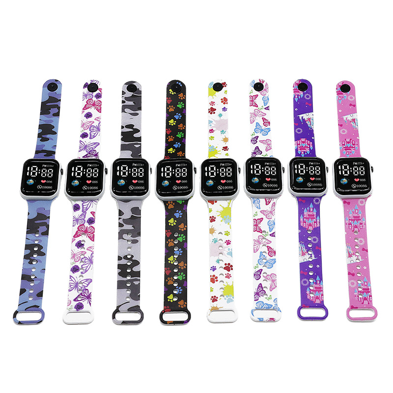 Suitable for Printed Cartoon Watch Straps, Colorful Printed Sports Wrist Digital Watch Straps, Universal, Supports Odm Customization