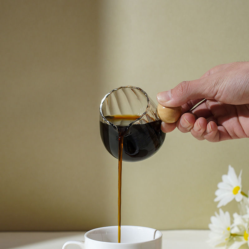 High Borosilicate Glass Round Handle Vertical Pattern Milk Coffee Cup Simple Thickeneded Small Milk Cup High Temperature Resistant Household Latte Milk Can