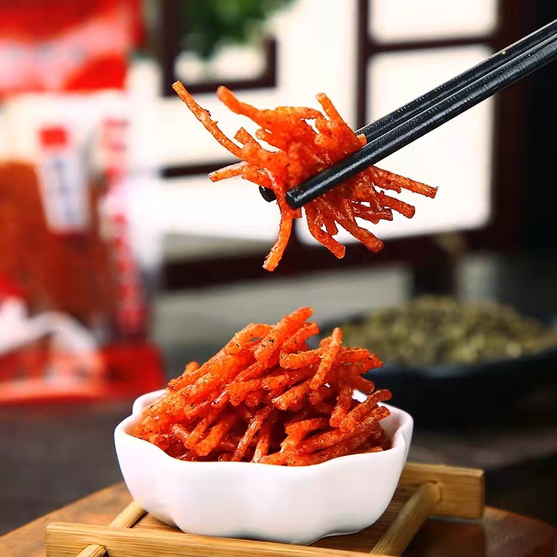 Mao Xiangde mushroom silk spicy strip spicy silk bag 8090 s childhood nostalgic campus 5 cents leisure snacks