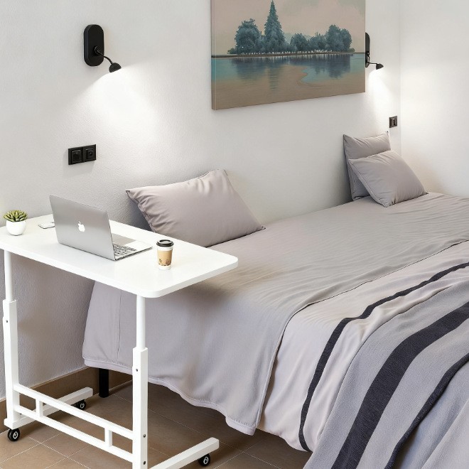 Bedside Table Can Be Raised and Lowered for Studying, Simple Bed Computer Desk for Bedroom, Movable Office Simple Desk