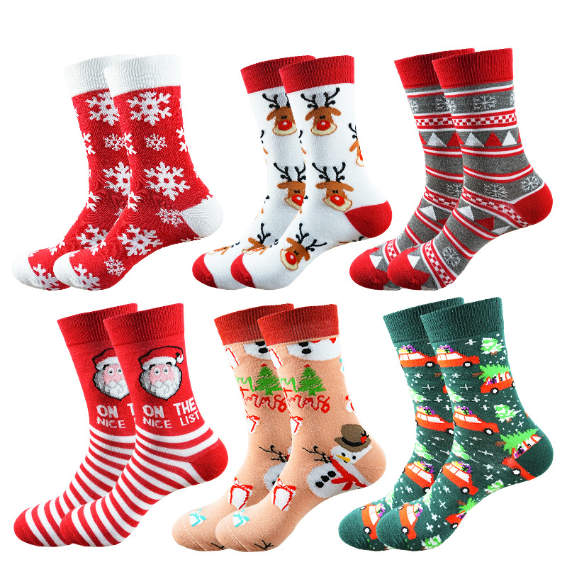 2025 New In-Stock Oversized Christmas Socks Set Mid-Tube Santa Cute Cartoon Socks Zhuji Socks