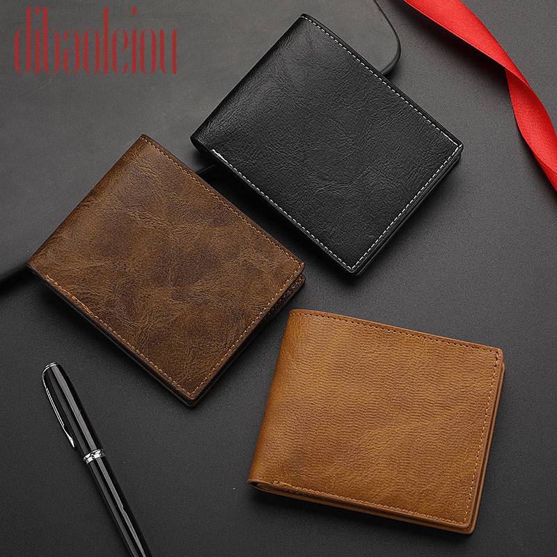 Horizontal wallet wholesale men's short wallet men's student wallet retro wallet no logo factory spot