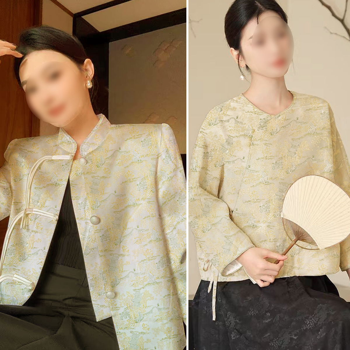 "FS021 Bridge Landscape" Chinese Imitation Song Brocade Vest Jacket Fabric High-precision Jacquard Brocade Clothing Cloth