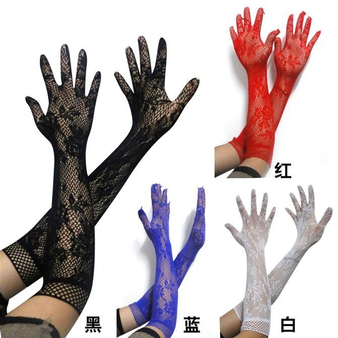 Hand Sexy Transparent Lace Super Stretch Gloves Bridal Nurse Maid Sexy Lingerie suit