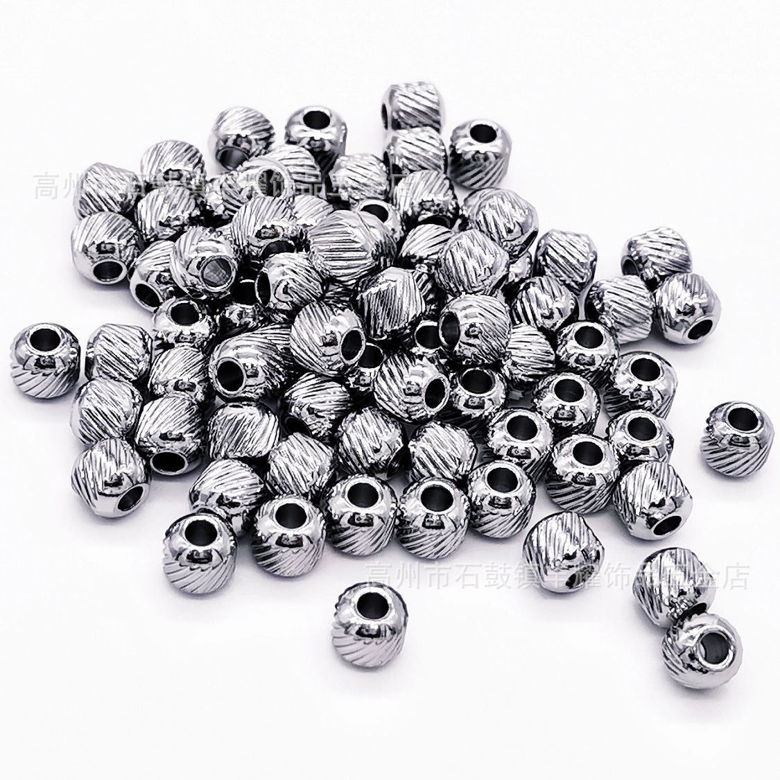 Stainless steel ball through hole beads steel color beads transfer spacer beads glossy solid diy jewelry beaded accessories loose beads