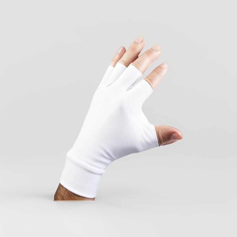 Spring and Autumn Ice Silk Sunscreen Manicure Fingerless Gloves Highly Elastic and Plaid Mountaineering and Tea Picking Commuting Sunscreen Gloves