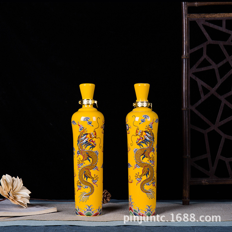 Ceramic wine bottle wine set 1kg and a half Longteng Shengshi 3kg gift box high-grade sealed white wine jar decorative wine bottle