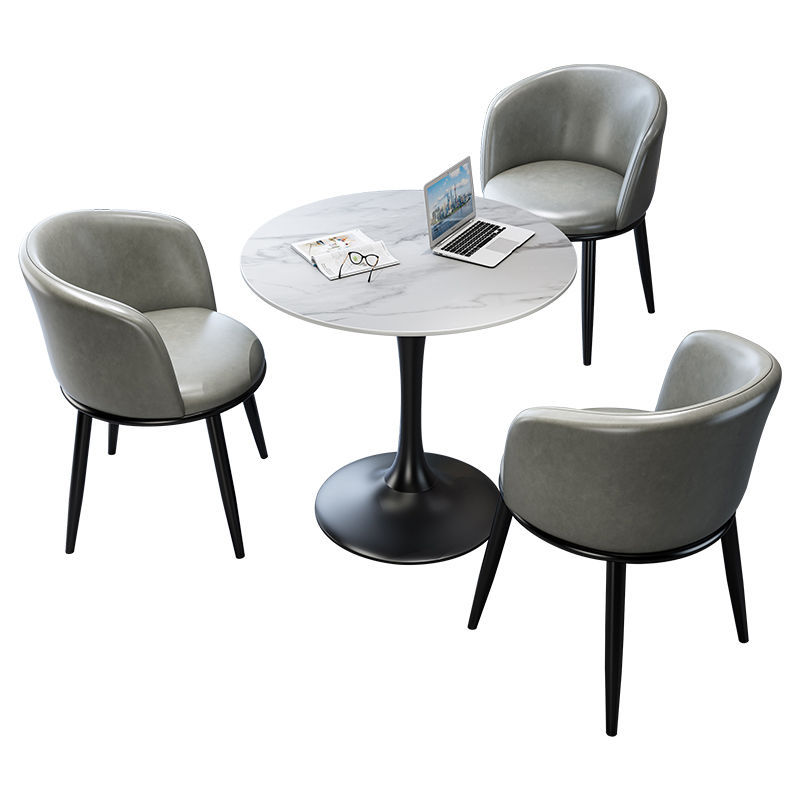 Nordic Light Luxury Rock Negotiation Table and Chair Reception Office Reception Combination Balcony Leisure Milk Tea Round Table Internet Celebrity Home