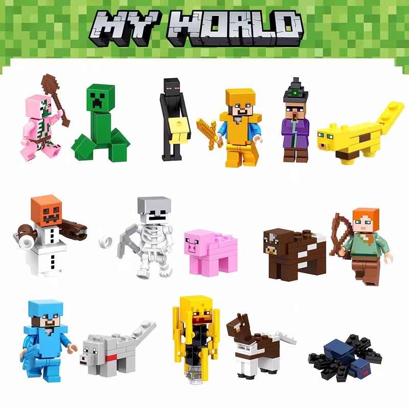 Compatible with Lego Bricks, I.D. World Building Block Figures, Assembly Figures for Boys, Single Figures, Mini Figures, Steefu Villagers