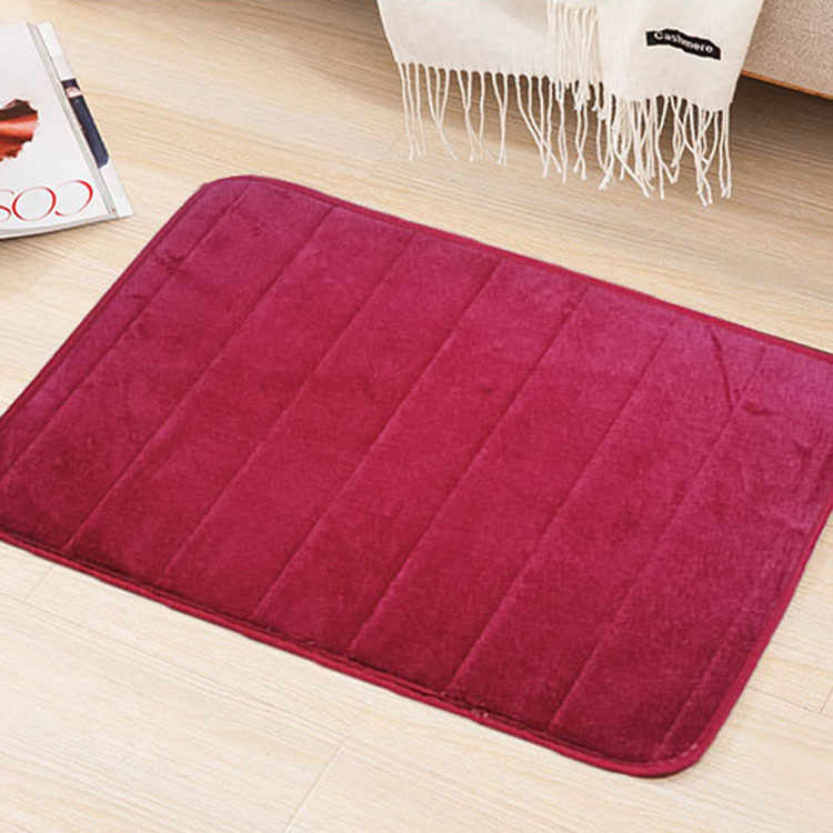 Absorbent Floor Mat Coral Velvet Striped Memory Foam Carpet Bathroom Toilet Floor Mat Living Room Bedroom Bedside Blanket