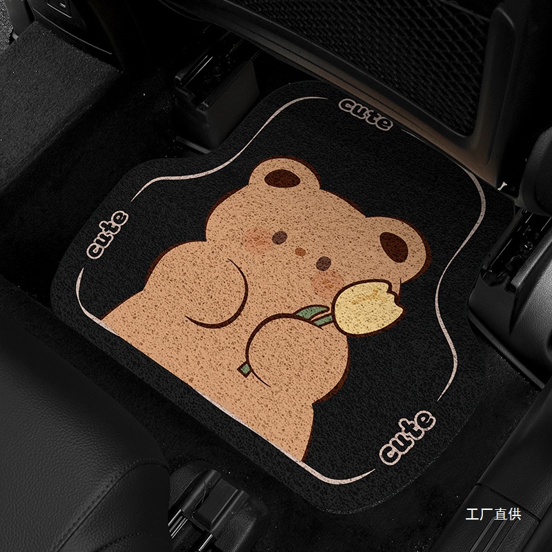 Cute Cartoon Car Floor Mat Silk Loop Single Piece High-End Car Interior Anti-Dirt Carpet Protective Mat Thickened Universal for Girls