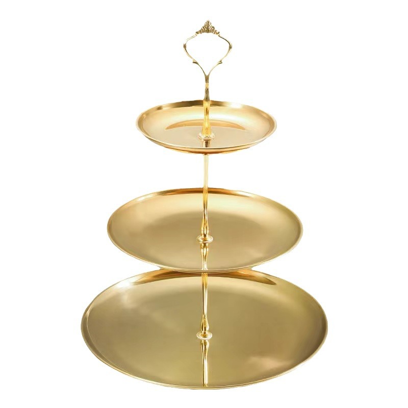 Cross-Border French High-Looking Stainless Steel Cake Stand for Home Wedding Restaurant Hotel Living Room Christmas Decoration Coffee Table