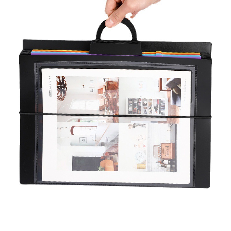 Hanging organ folder student multi-functional color 6-compartment storage book a4 file bag subject storage bag