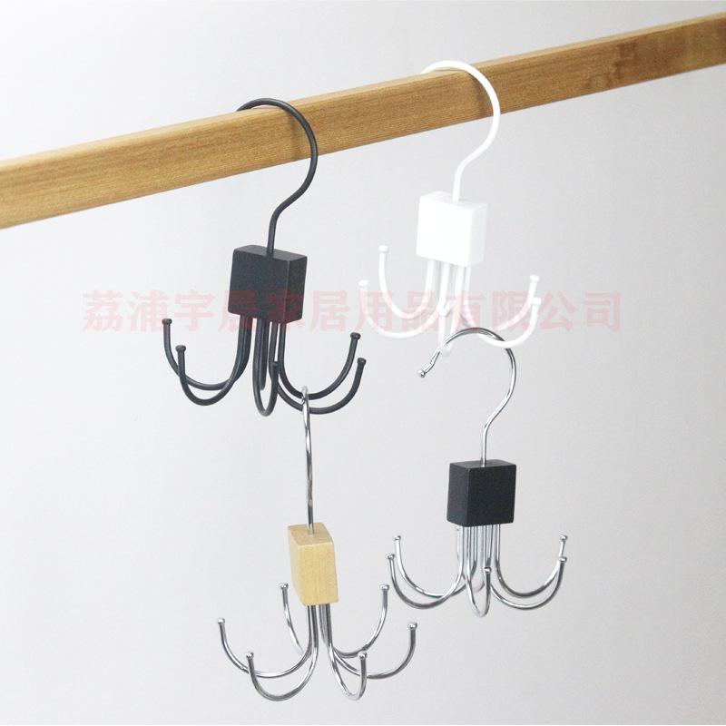 Factory wholesale multi-functional creative rotatable six-claw hook coat hat bag scarf wardrobe storage rack door