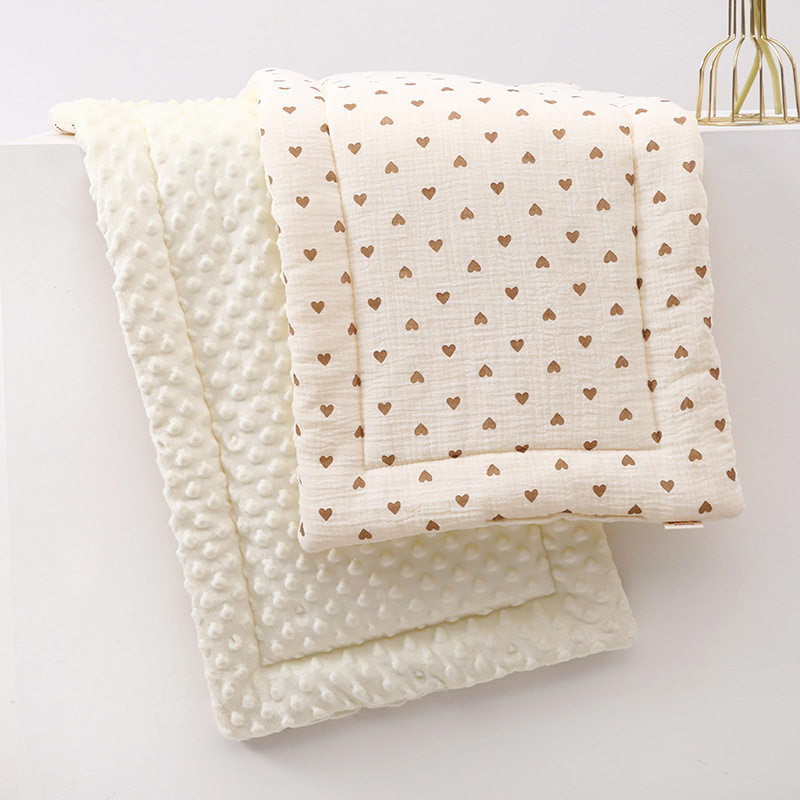 Baby Stroller Mat, Double-Sided Soft Quilted Stroller Mat, Baby Walking Artifact, Crepe Bean Velvet Two-Car Cotton Mat, Small Mat