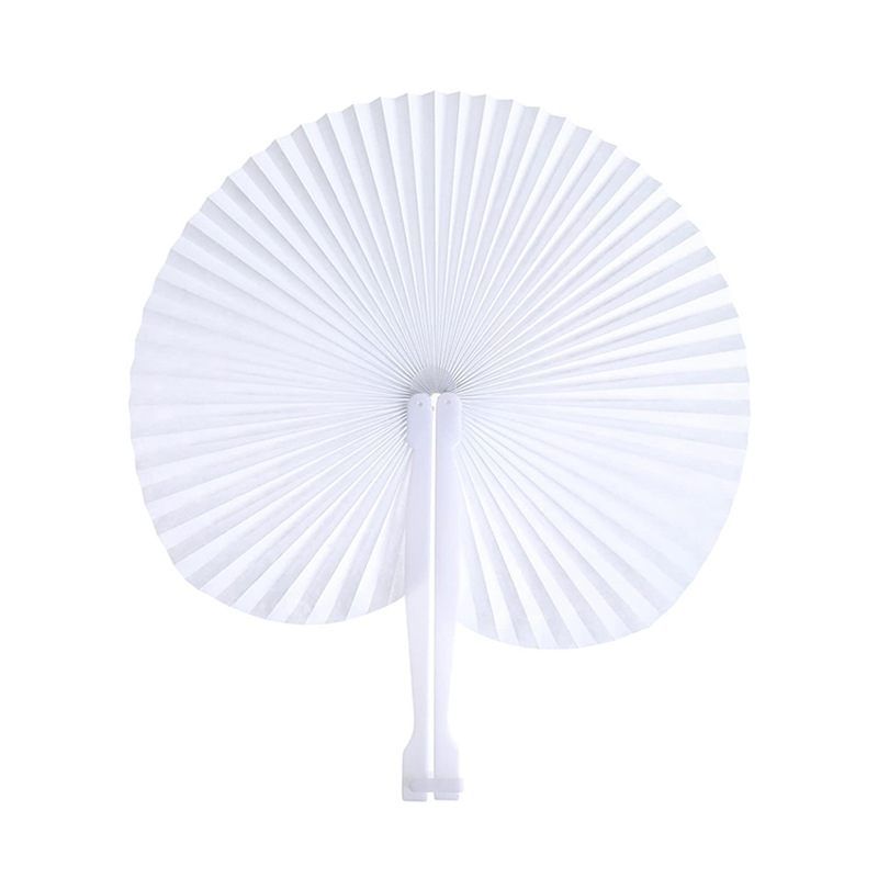 Wedding wedding supplies fan hand folding fan white paper folding fan heart-shaped fan cross-border supply folding fan