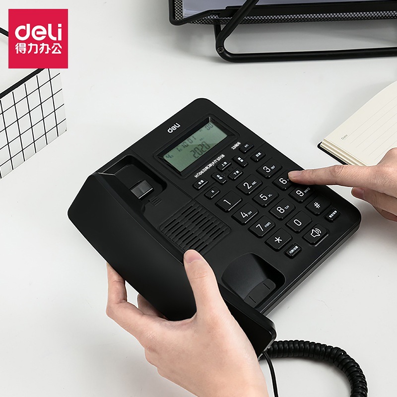 Deli 13606 telephone wired sitting fixed landline home office Caller ID