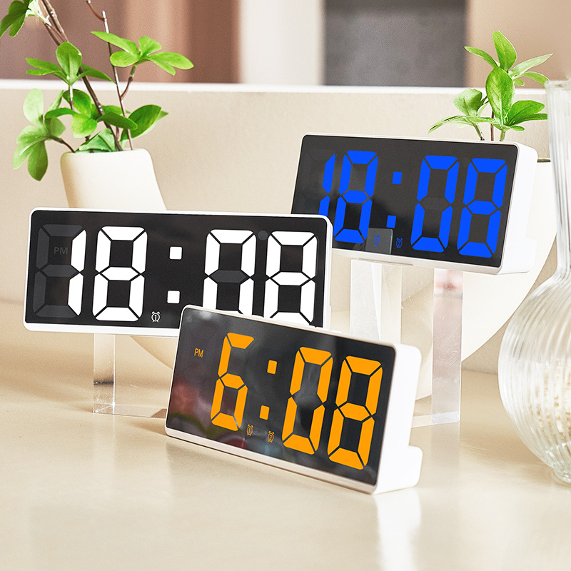 Two sets of alarm clock simple LED clock large screen digital clock bedroom bedside clock Korean fashion clock 6628