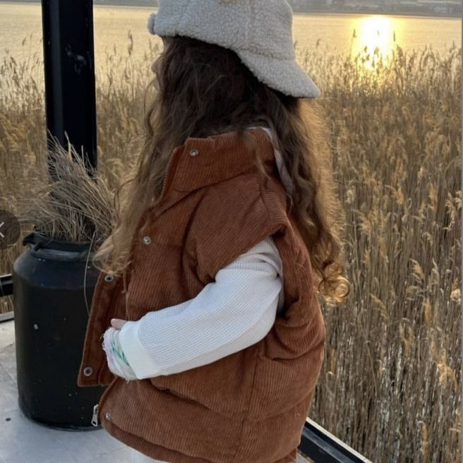 Children's vest boys and girls thickened warm outer wear corduroy autumn and winter cotton vest baby outer tower Waistcoat Vest