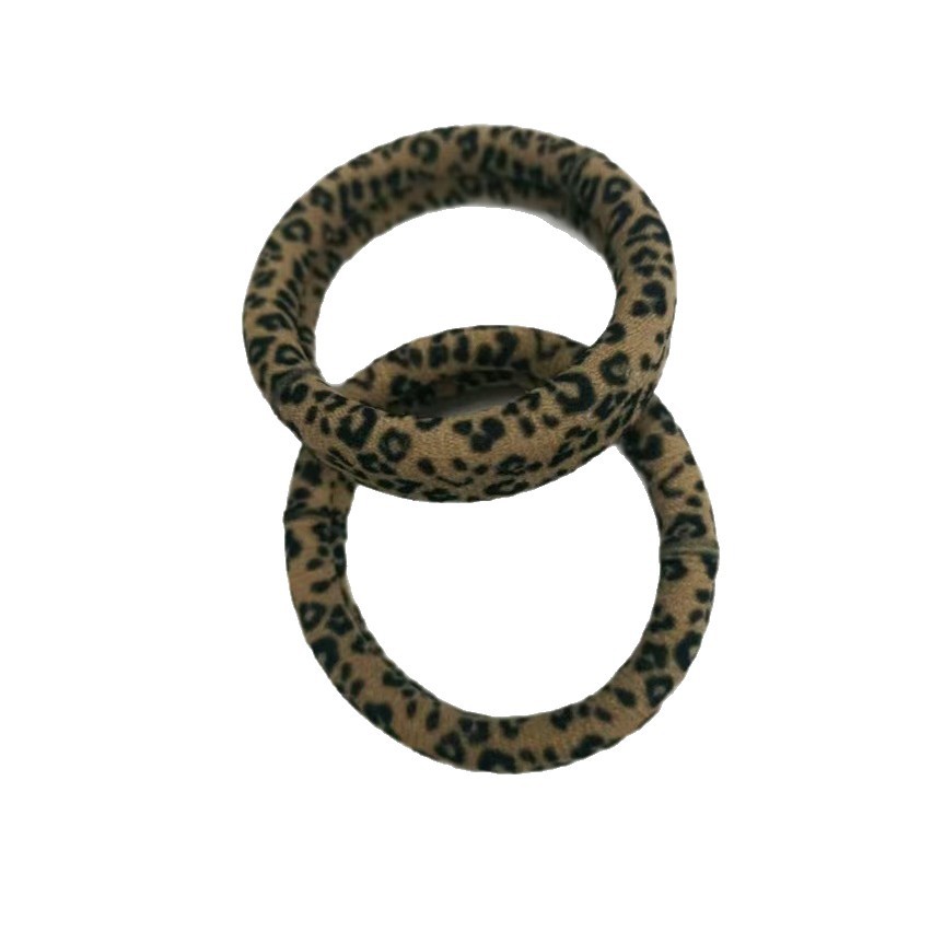 Leopard Print High-Elastic Seamless Nylon Hair Tie for Women, Autumn and Winter Elegant Printed Ponytail Hair Tie