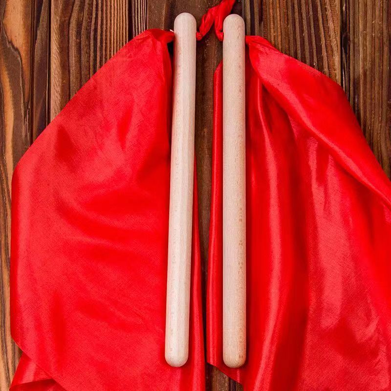 Drum Sticks Solid Wood Drum Hammer Large Drumstick Drum Stick Waist Drum Stick Dance Stick Red Silk Stick Rhythm Stick Performance Performance Stick