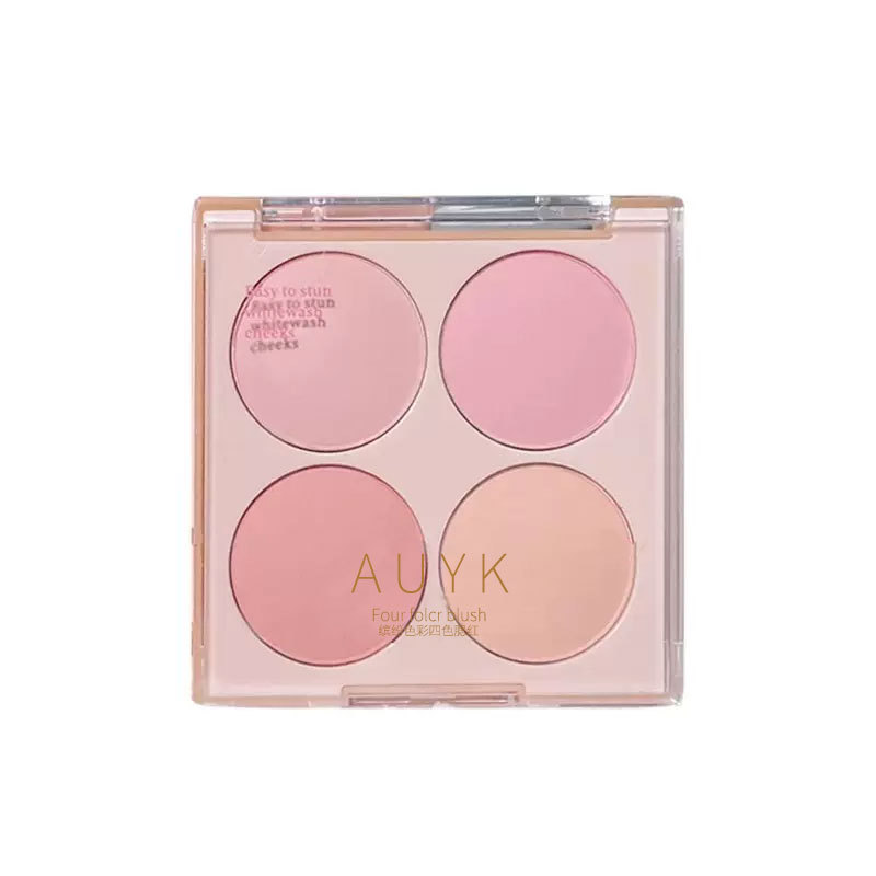 AUYK Colorful Four-color Blush Whitening Natural Nude Makeup Color Contouring Palette Matte Blush Purple Rouge