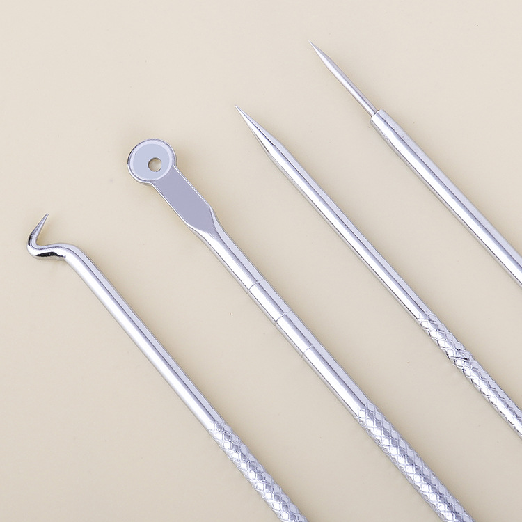 Acne needle 4-piece set stainless steel acne needle beauty makeup tool double-headed acne removal blackhead acne needle set